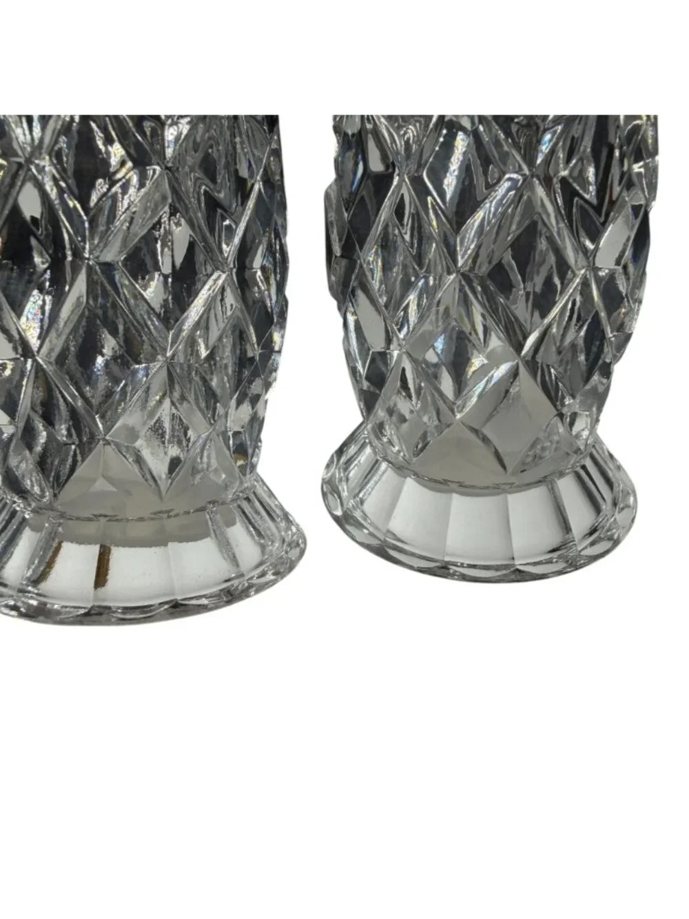 Bohemia Crystal Salt and Pepper Shakers Set Clear Lead Cut Glass Czech Republic